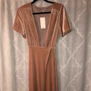 Long high slit pink dress